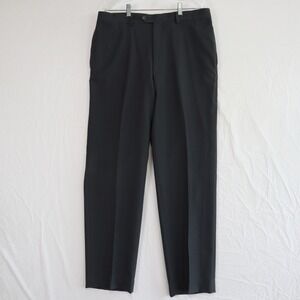 Haggar Pants Mens 36x34 Dress Slacks Business Formal Suit Flat Front Dark Gray